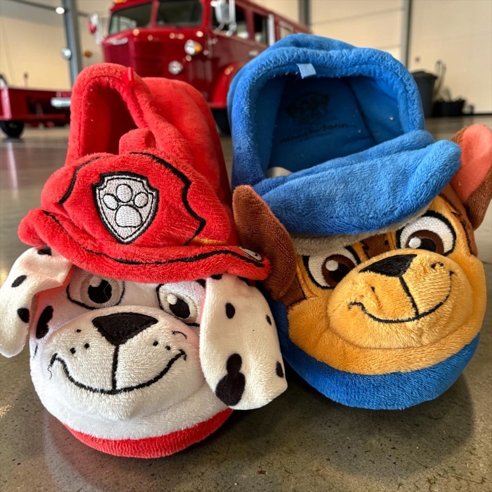 Paw Patrol Marshall Chase Plush Slippers Kids Size 12.5-13.5 Red Blue